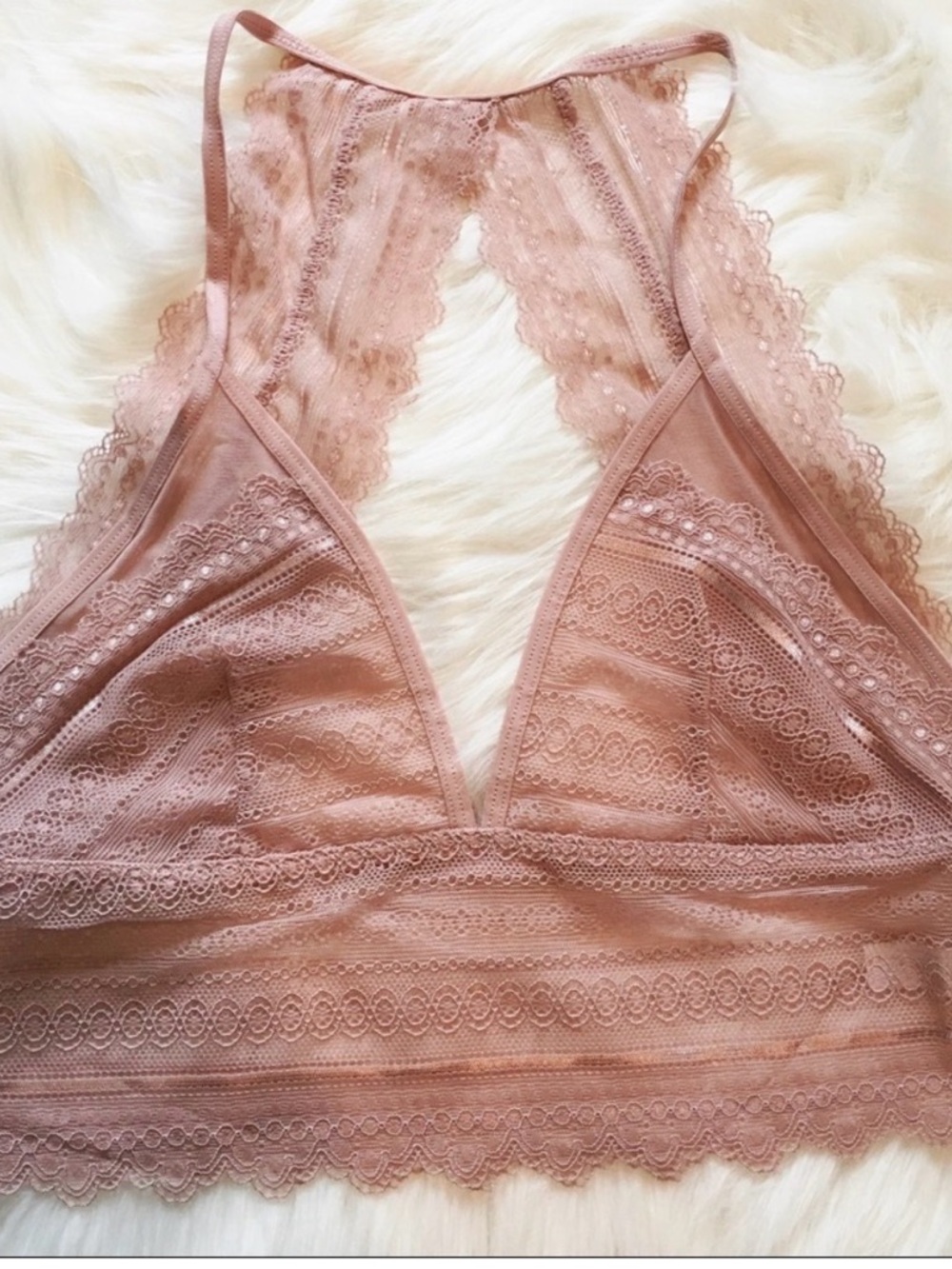 Delicate Lace Racerback Bralette in Dusty Rose